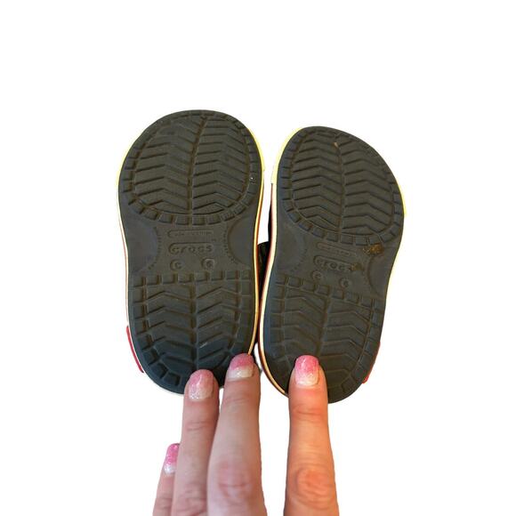 Kids Crocs Navy‎ Blue With Red Sandals- Size 6- Straps - Picture 9 of 11